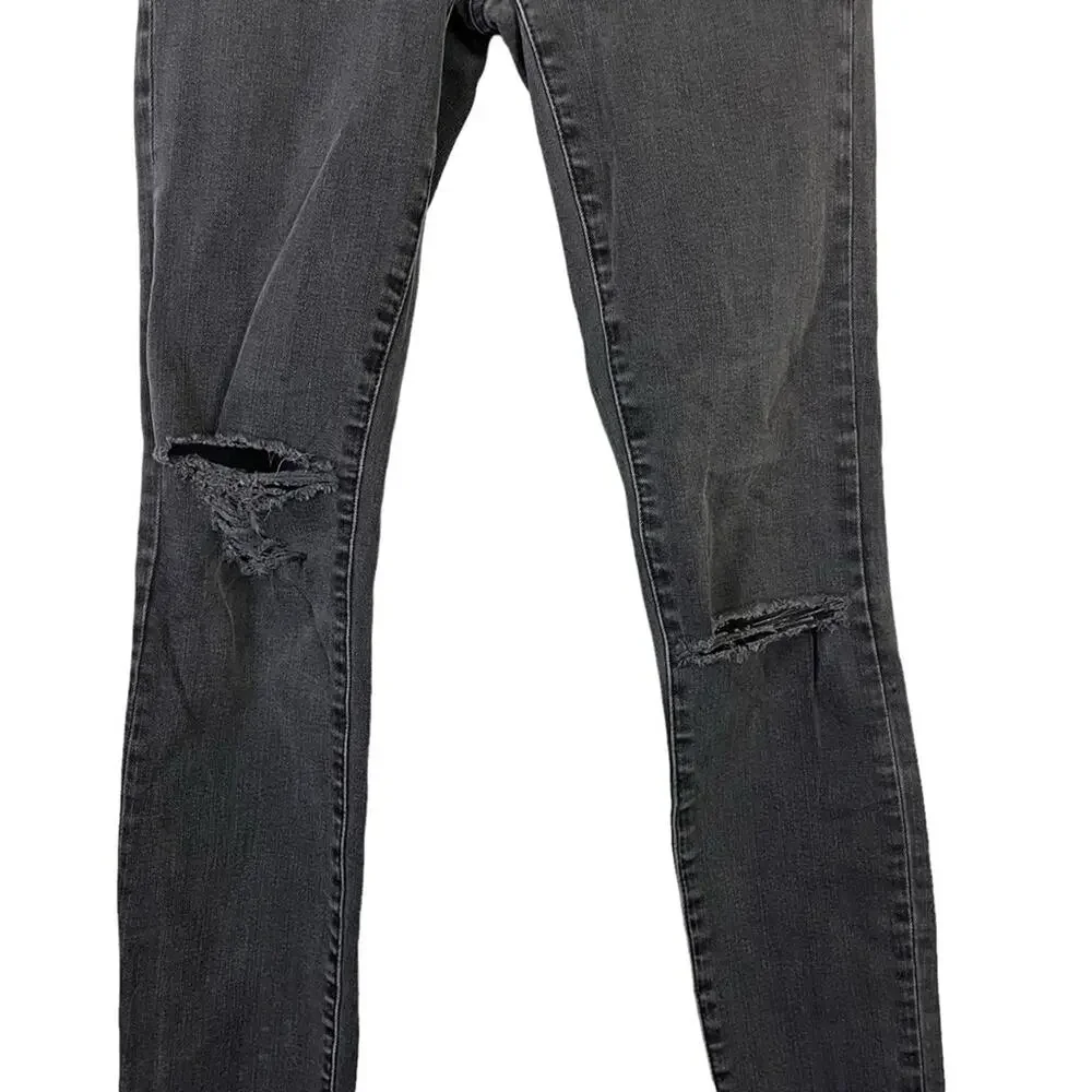MADEWELL HIGH RISER Black Gray Wash SKINNY SKINNY Zip Fly Raw Hem Jeans sz 25